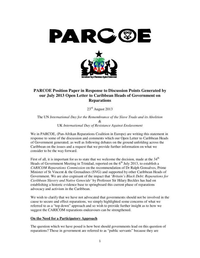 PARCOE CARICOM REPARATIONS POSITION PAPER-01