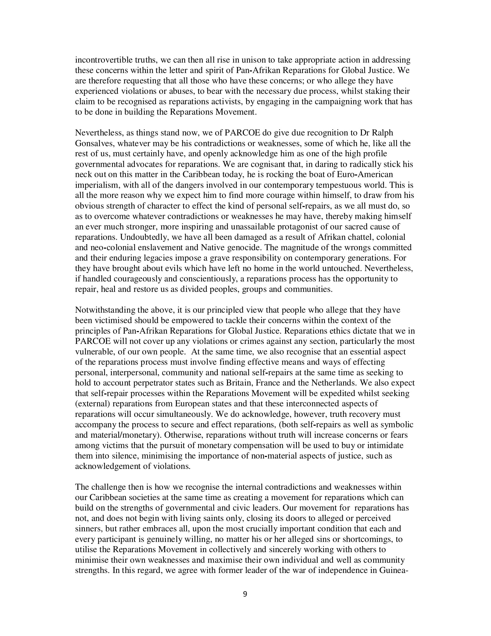 PARCOE CARICOM REPARATIONS POSITION PAPER-09