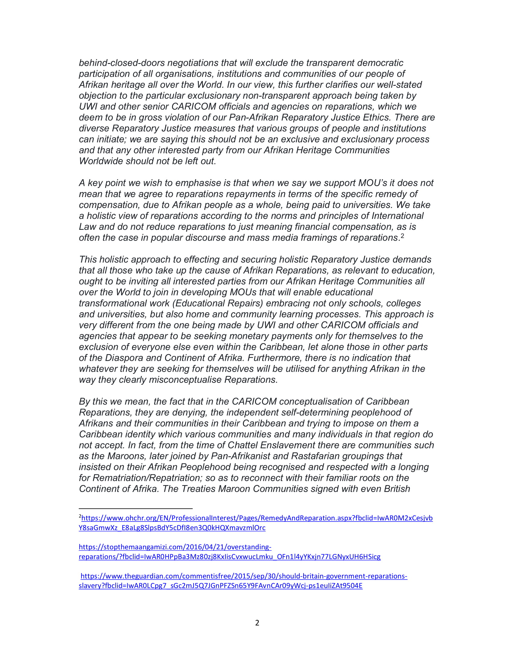 PARCOE FURTHER CLARIFIES POSITION STATEMENT 3RD DECEMBER 2018-2