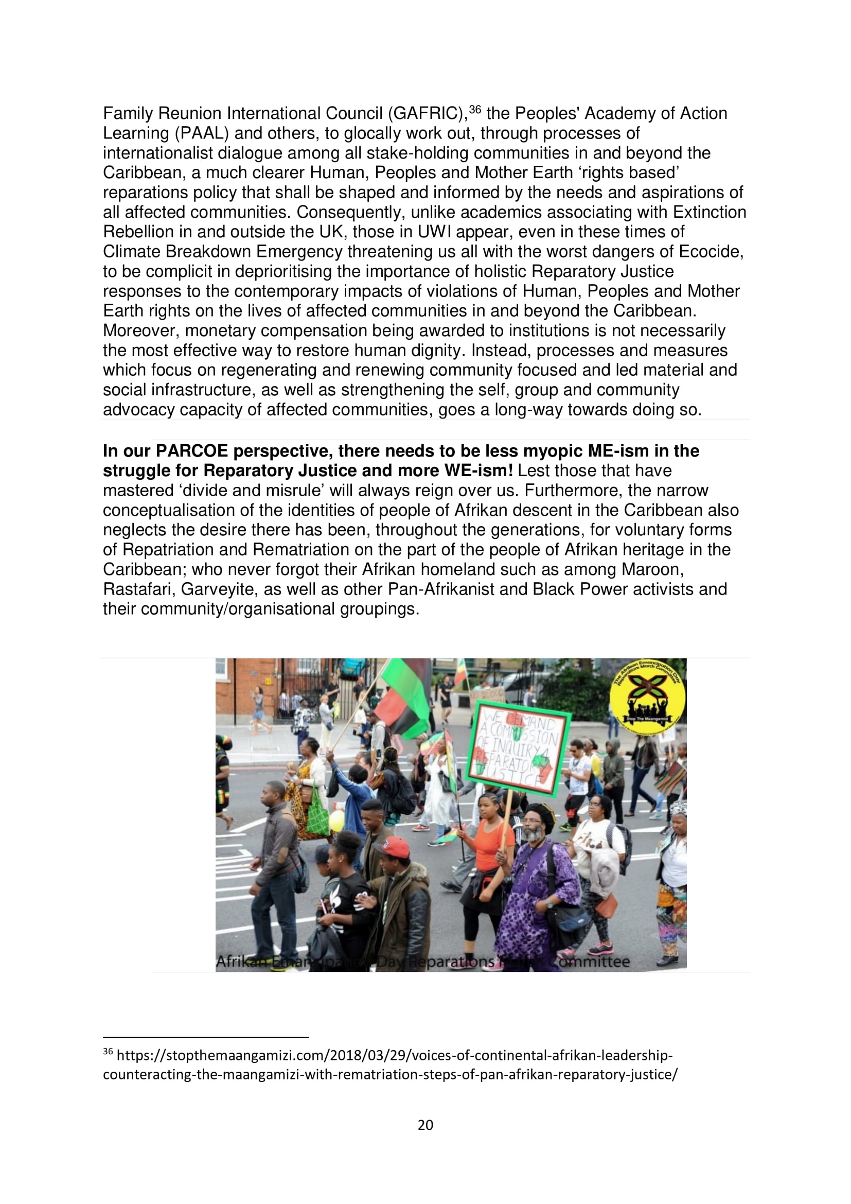 PARCOE POSITION STATEMENT UNIVERSITIES & REPARATIVE JUSTICE DEC 2018-20