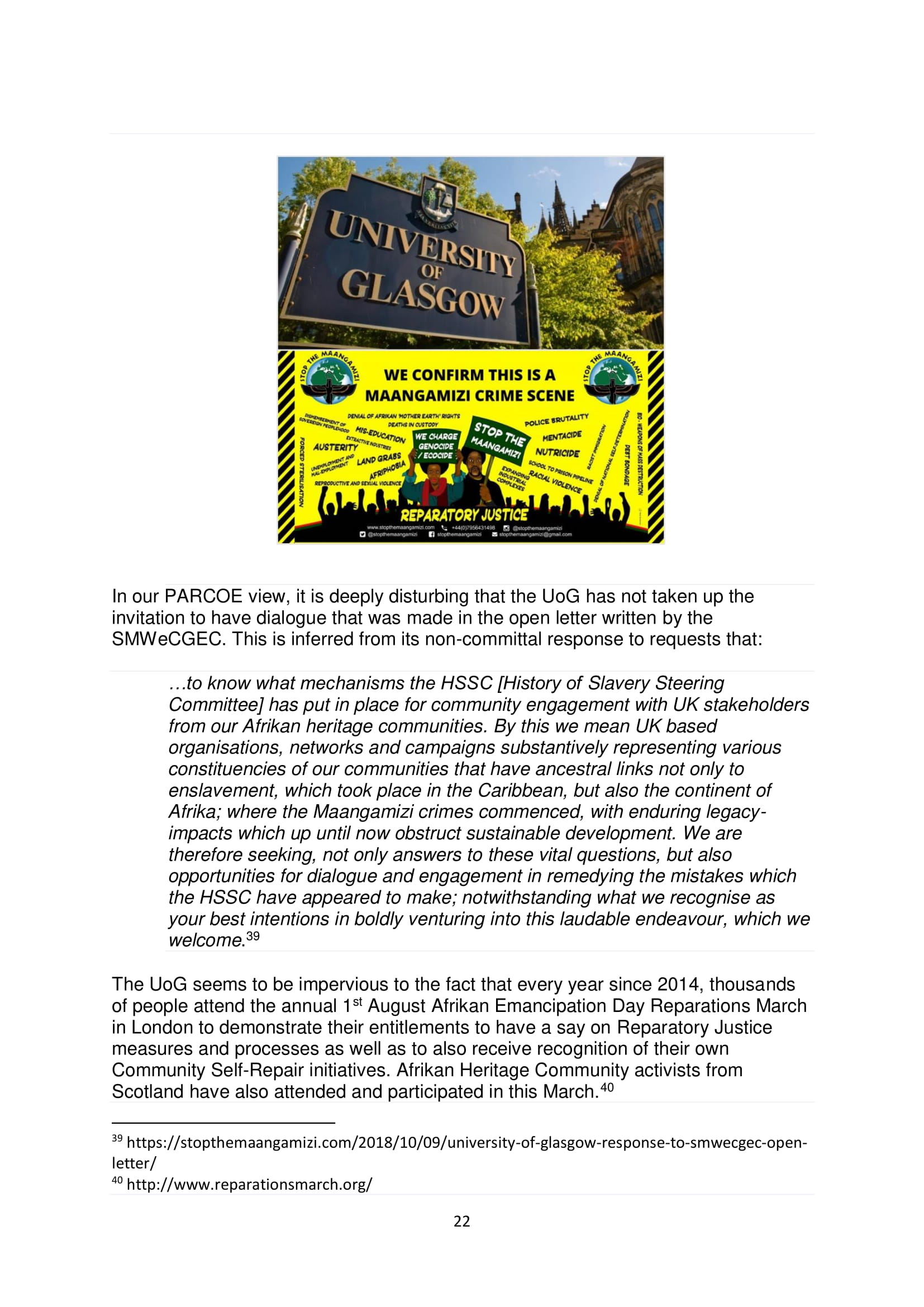 PARCOE POSITION STATEMENT UNIVERSITIES & REPARATIVE JUSTICE DEC 2018-22