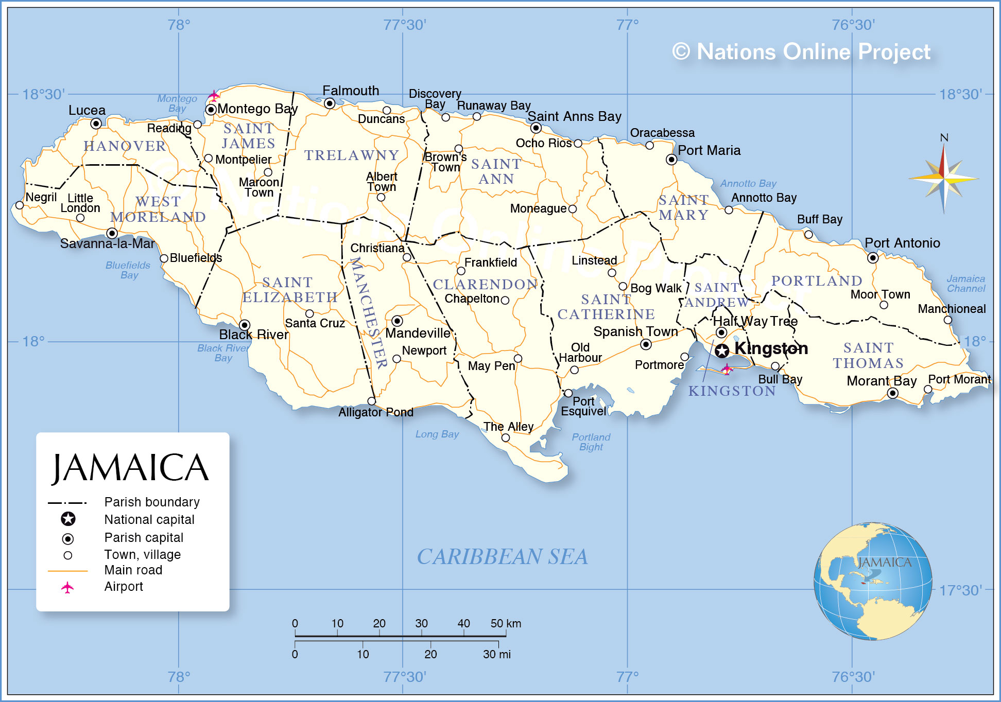 jamaica-administrative-map