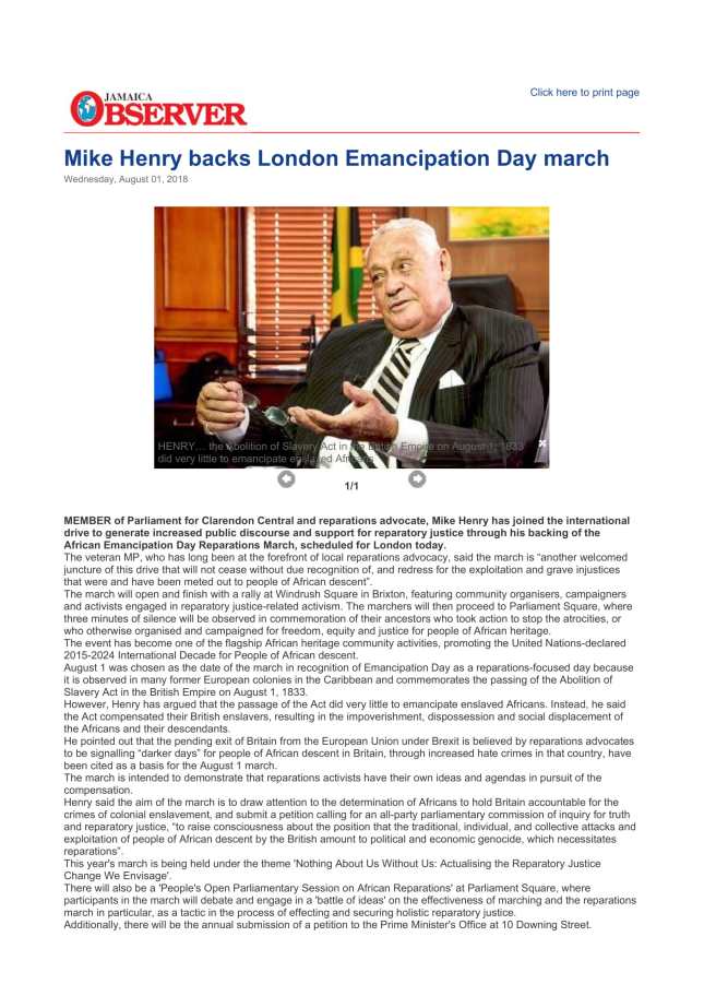 MIKE HENRY AFRIKAN EMANCIPATION DAY REPARATIONS MARCH-1
